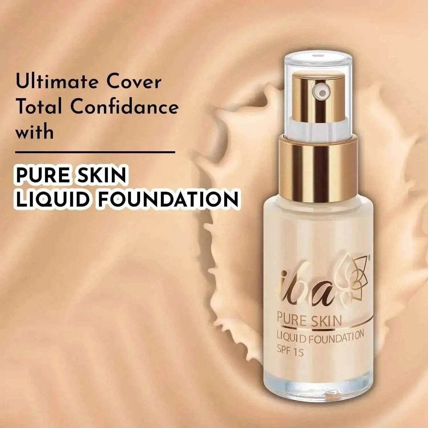 iba pure skin liquid foundation – snow white (30ml) | full coverage | oil-free, lightweight & long lasting | dewy finish with spf 15 | halal & vegan