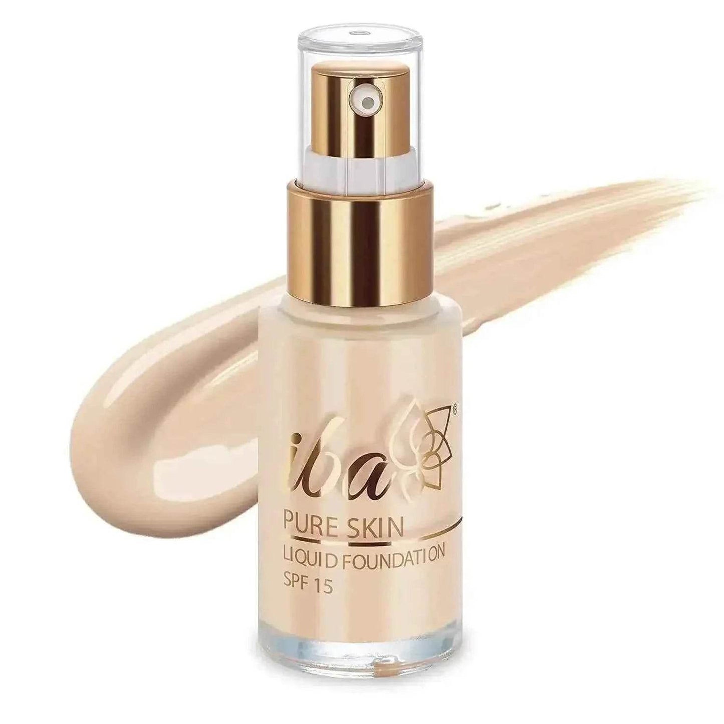 iba pure skin liquid foundation – snow white (30ml) | full coverage | oil-free, lightweight & long lasting | dewy finish with spf 15 | halal & vegan
