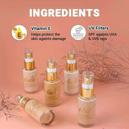 Iba Pure Skin Liquid Foundation – Sun Beige (30ml) | Full Coverage | Long Lasting, Oil-Free & Lightweight | Dewy Finish with SPF 15 | Halal & Vegan