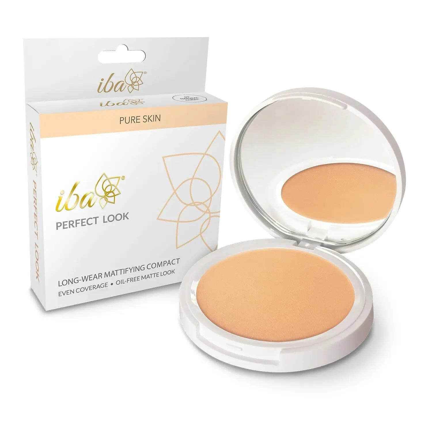 Iba Pure Skin Mattifying Compact – Natural Coral (9g) | Oil-Free Matte Finish | Long Wear & Even Coverage | SPF 15 | 100% Natural, Halal & Vegan Makeup