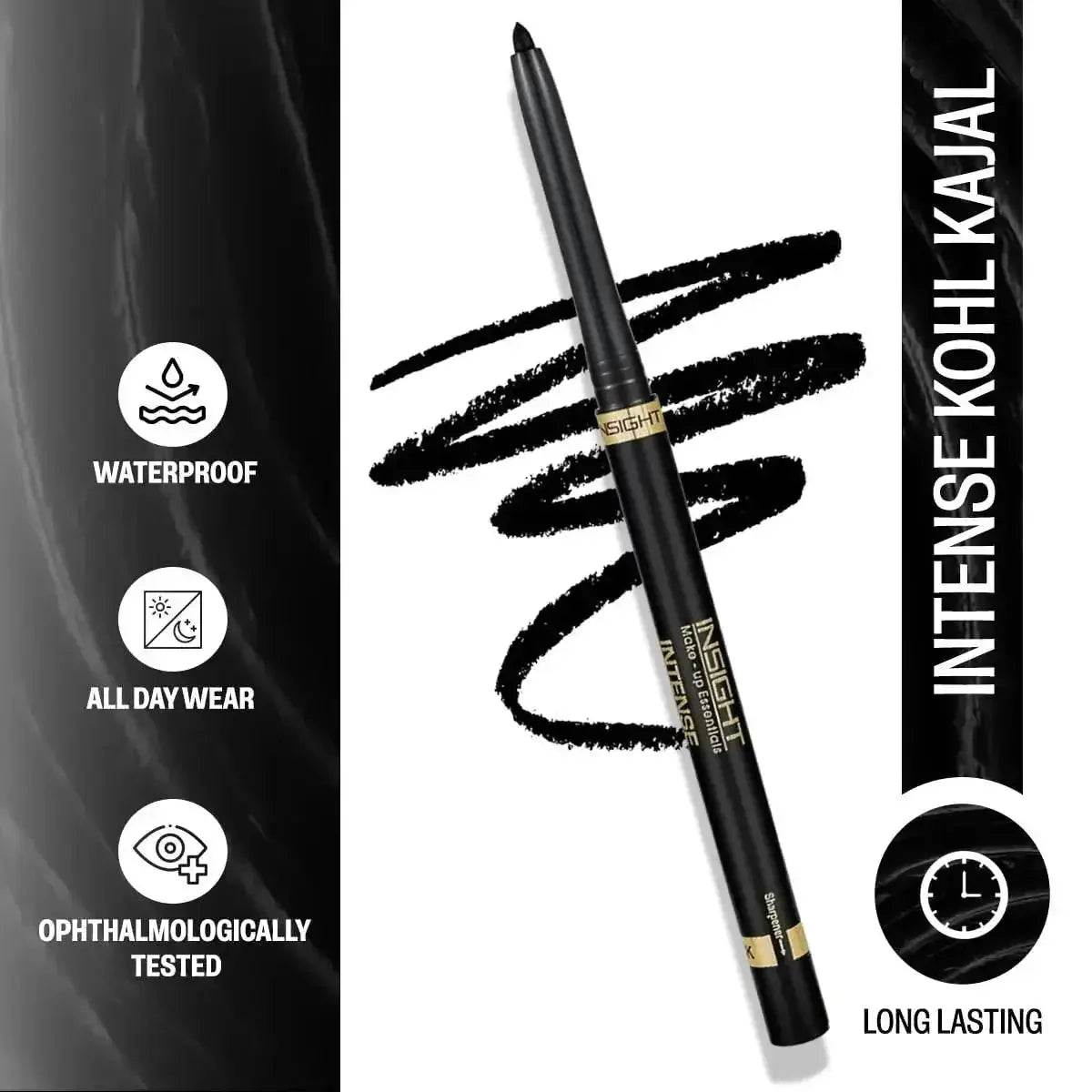 insight intense kohl kajal - long-lasting, smudge-proof (black)