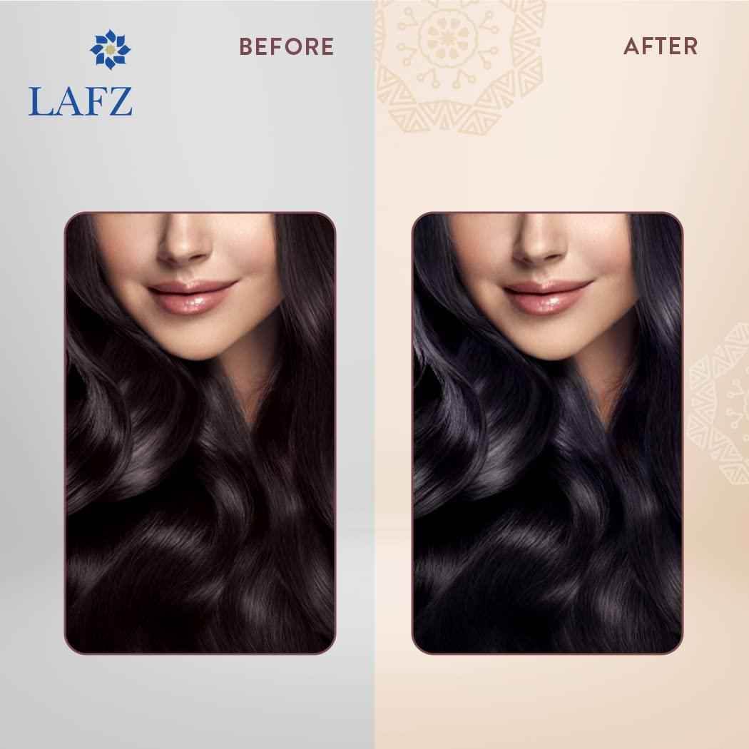 Lafz Halal Permanent Hair Color – No Ammonia, Coffee & Argan Oil Infused | 100% Gray Coverage, Long-Lasting Natural Black | Smooth & Shiny Finish | Halal Certified Hair Dye for Men & Women, 130ml
