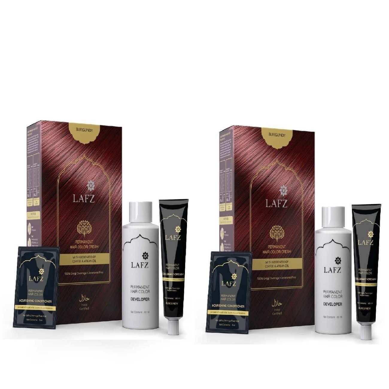 lafz permanent hair color – no ammonia, coffee & argan oil infused | 100% gray coverage, long-lasting burgundy color | smooth & shiny finish | hair dye for women & men, pack of 1