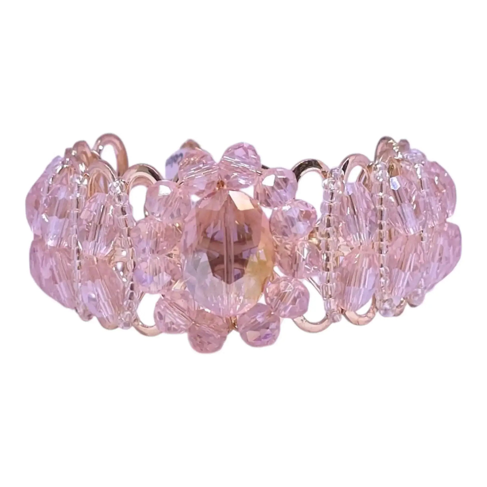 Light Pink Crystal Beads Bracelet – Adjustable Fancy Bracelet for Girls
