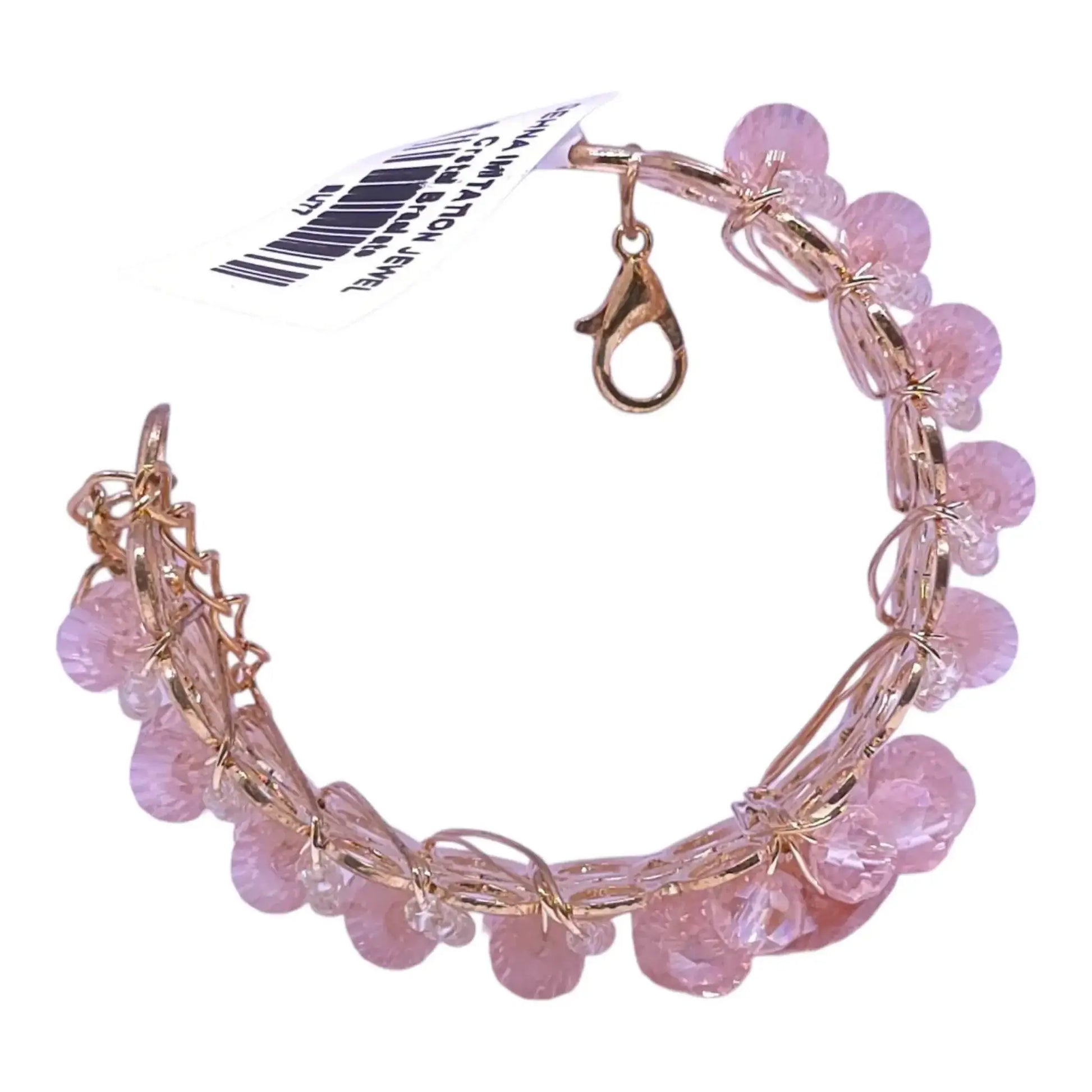 Light Pink Crystal Beads Bracelet – Adjustable Fancy Bracelet for Girls