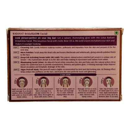 Lotus Herbals Radiant Bridal Glow Rose Gold Facial Kit – For Glowing & Radiant Skin, 37g