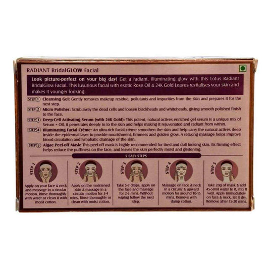 Lotus Herbals Radiant Bridal Glow Rose Gold Facial Kit – For Glowing & Radiant Skin, 37g