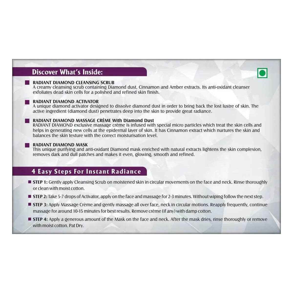 lotus herbals radiant diamond cellular radiance 4-in-1 facial kit