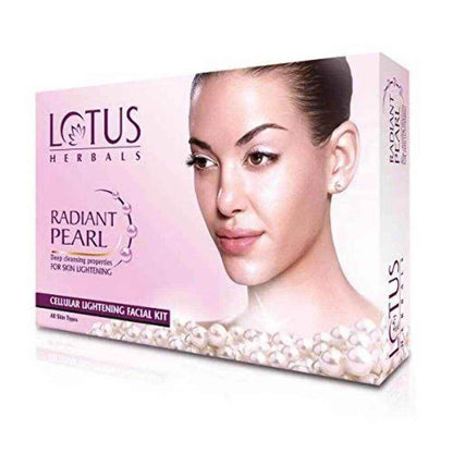 Lotus Herbals Radiant Pearl Cellular Facial Kit – For Deep Cleansing with Pearl Extracts & Green Tea, 37g