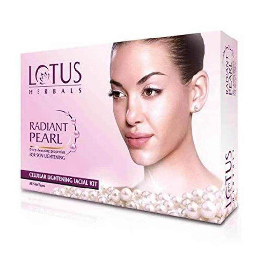 Lotus Herbals Radiant Pearl Cellular Facial Kit – For Deep Cleansing with Pearl Extracts & Green Tea, 37g