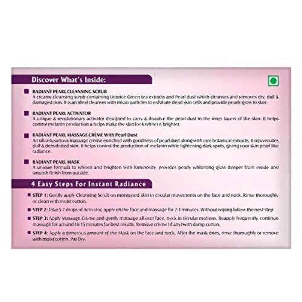 lotus herbals radiant pearl cellular facial kit – for deep cleansing with pearl extracts & green tea, 37g
