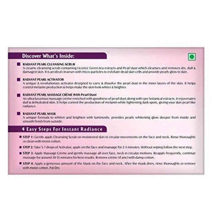 Lotus Herbals Radiant Pearl Cellular Facial Kit – For Deep Cleansing with Pearl Extracts & Green Tea, 37g