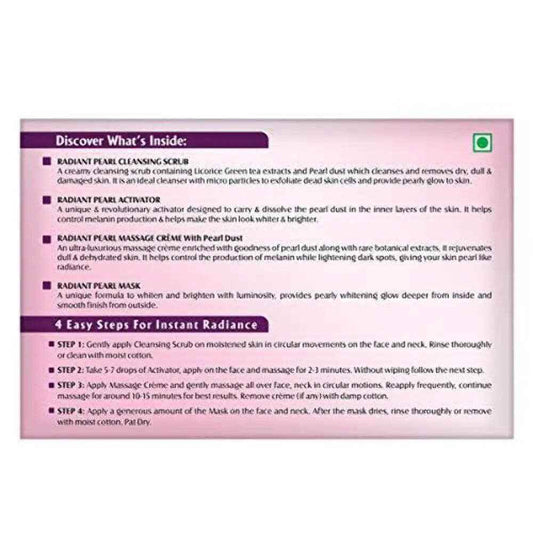 Lotus Herbals Radiant Pearl Cellular Facial Kit – For Deep Cleansing with Pearl Extracts & Green Tea, 37g