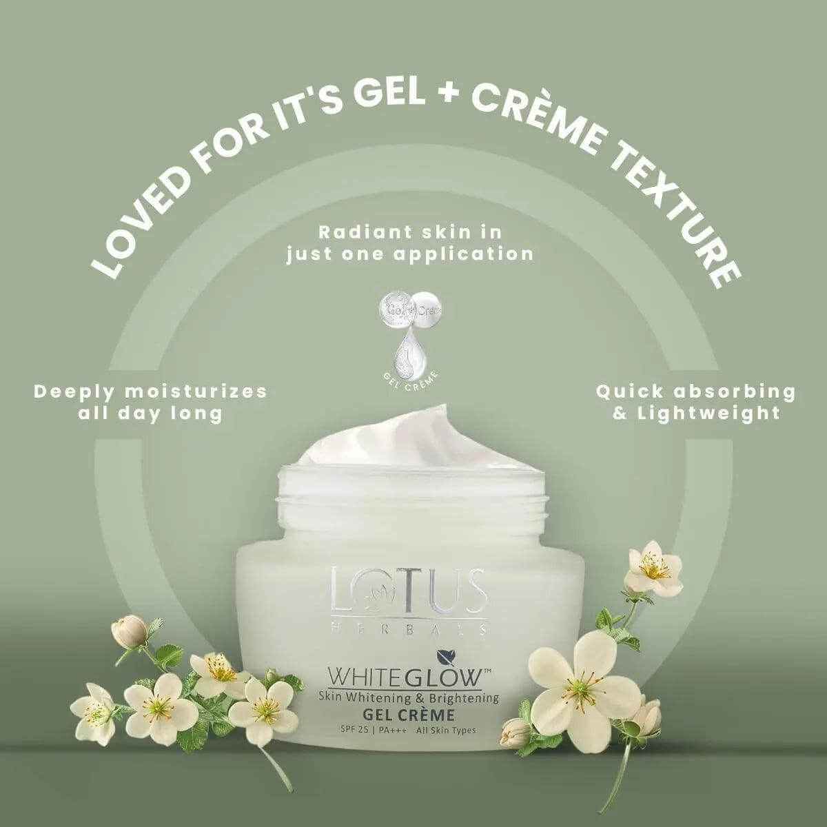 lotus herbals whiteglow skin whitening and brightening gel cream, spf-25, 35g