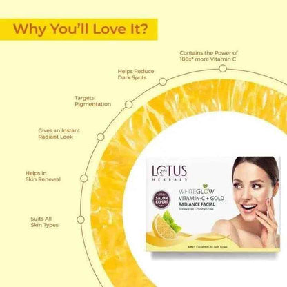 Lotus Herbals WhiteGlow Vitamin-C Single Facial Kit (57g) - Skin Brightening & Whitening