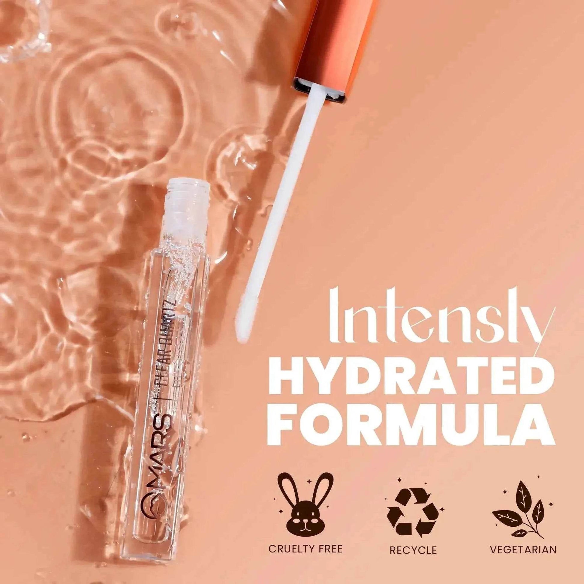 Mars Clear Quartz Lip Gloss – High Shine Transparent Gloss | Non-Sticky & Hydrating Formula | Glass-Like Finish | Wears Alone or Over Lipstick