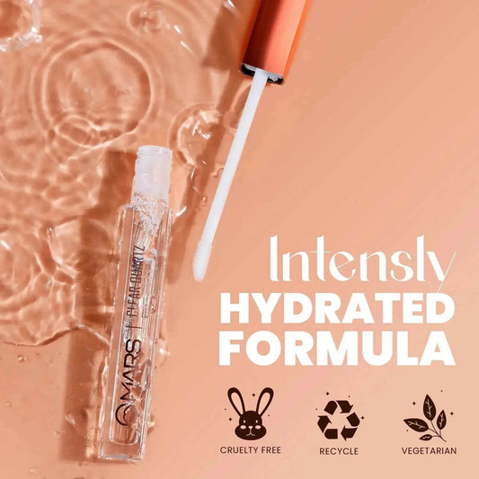 Mars Clear Quartz Lip Gloss – High Shine Transparent Gloss | Non-Sticky & Hydrating Formula | Glass-Like Finish | Wears Alone or Over Lipstick