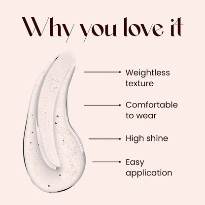 Mars Clear Quartz Lip Gloss – High Shine Transparent Gloss | Non-Sticky & Hydrating Formula | Glass-Like Finish | Wears Alone or Over Lipstick