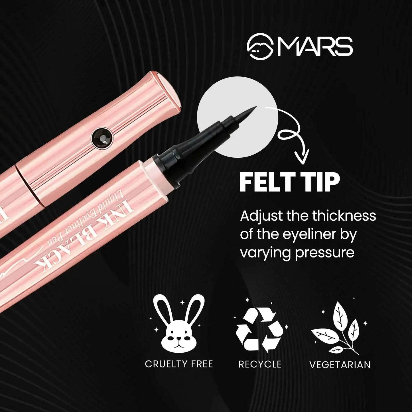 mars sketch pen eyeliner – jet ink black | waterproof, smudge-proof | precision tip for winged & bold looks | long-lasting liquid liner