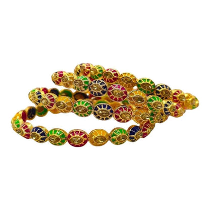 Multicolor Meenakari Gold-Plated Bangles Set