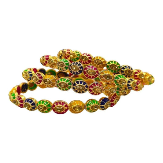 Multicolor Meenakari Gold-Plated Bangles Set