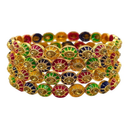 Multicolor Meenakari Gold-Plated Bangles Set