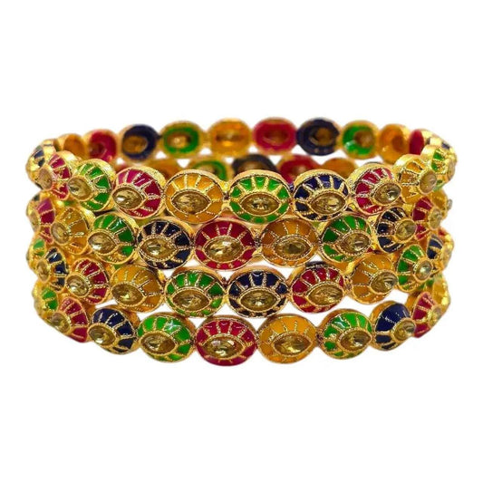 Multicolor Meenakari Gold-Plated Bangles Set