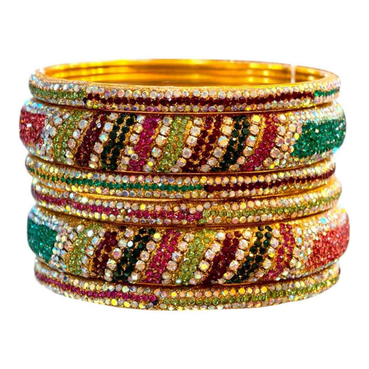 Multicolor Stone -Studded Designer Bangle Set
