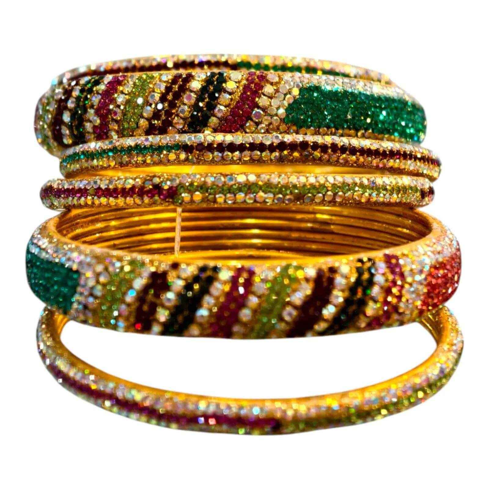 Multicolor Stone -Studded Designer Bangle Set