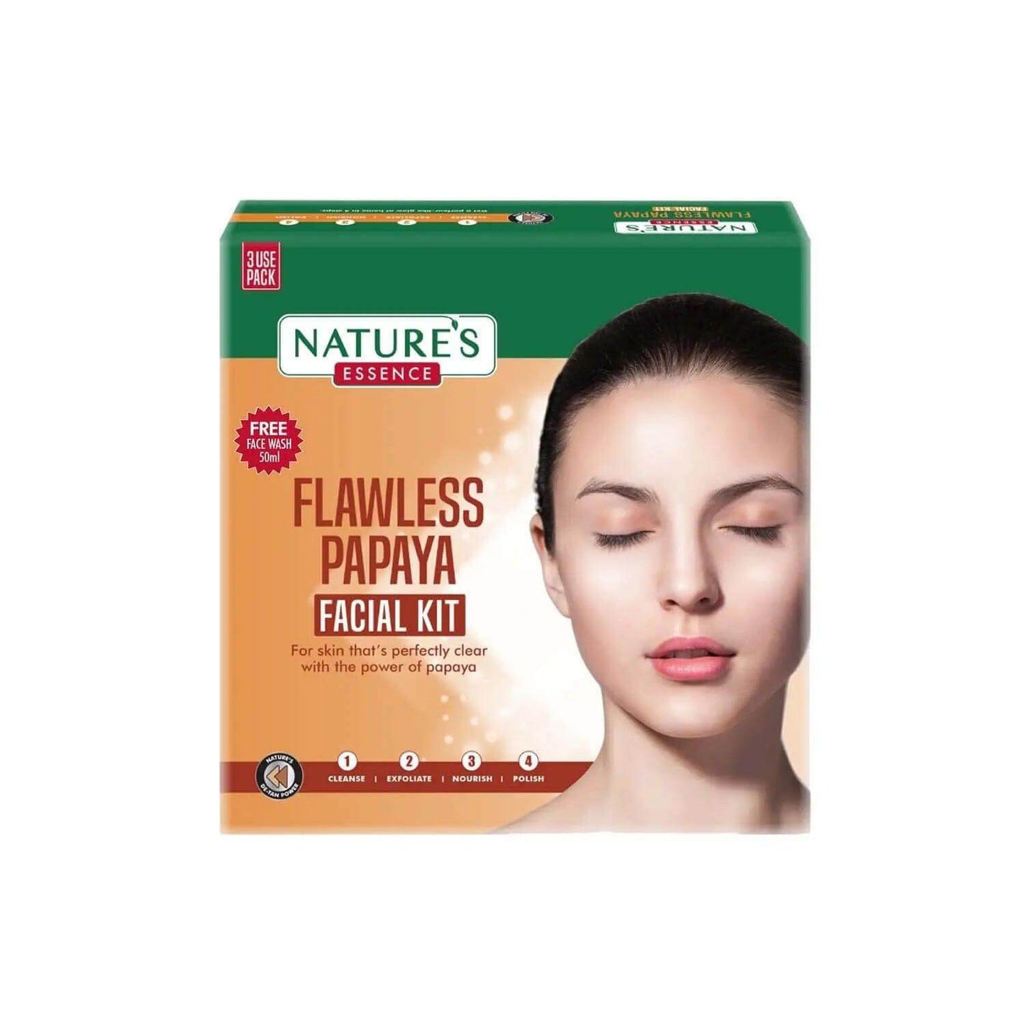 nature’s essence flawless papaya facial kit | 60gm + 50ml | brightening skincare