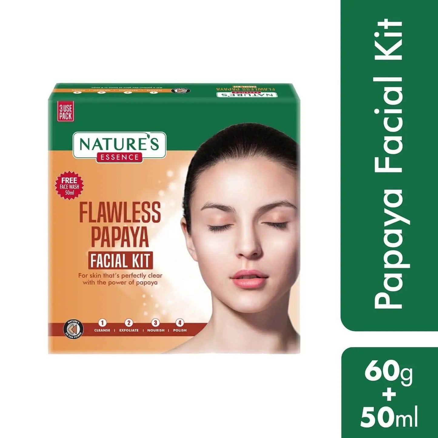 nature’s essence flawless papaya facial kit | 60gm + 50ml | brightening skincare