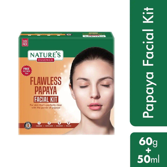 Nature’s Essence Flawless Papaya Facial Kit | 60gm + 50ml | Brightening Skincare