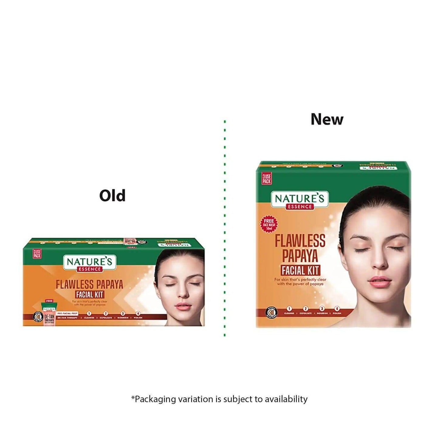 nature’s essence flawless papaya facial kit | 60gm + 50ml | brightening skincare