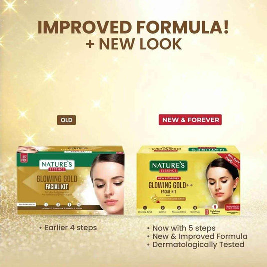Nature’s Essence Glowing Gold Facial Kit Gel | 3 Uses, 4 Count (20g) | Radiant Skin Care