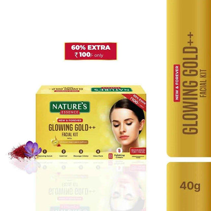 Nature’s Essence Glowing Gold Facial Kit Gel | 3 Uses, 4 Count (20g) | Radiant Skin Care