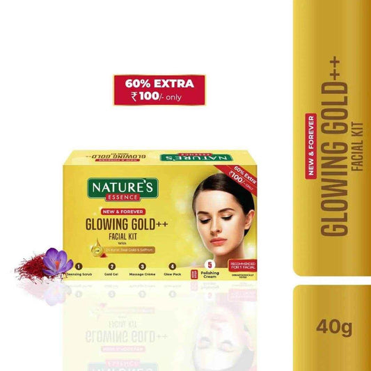 Nature’s Essence Glowing Gold Facial Kit Gel | 3 Uses, 4 Count (20g) | Radiant Skin Care