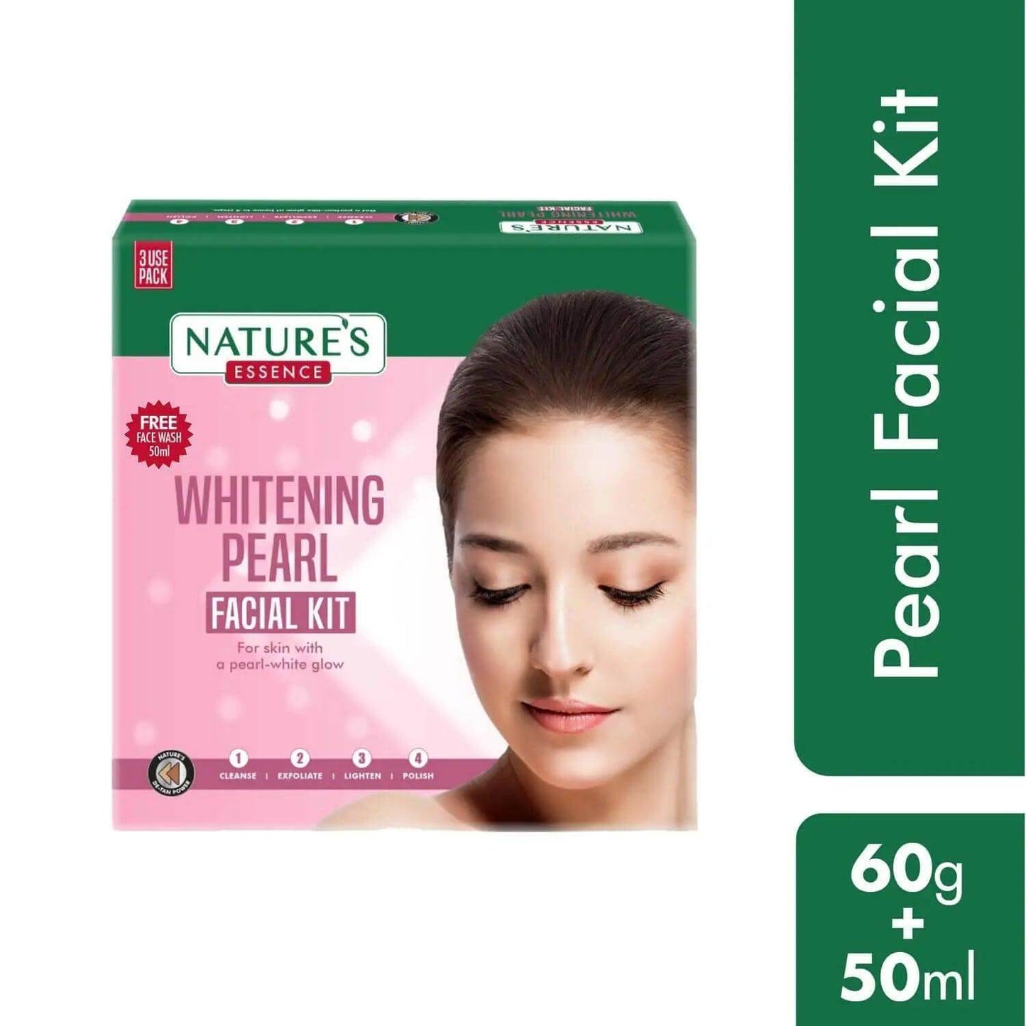 nature’s essence whitening pearl facial kit with free facewash | 60g + 50ml