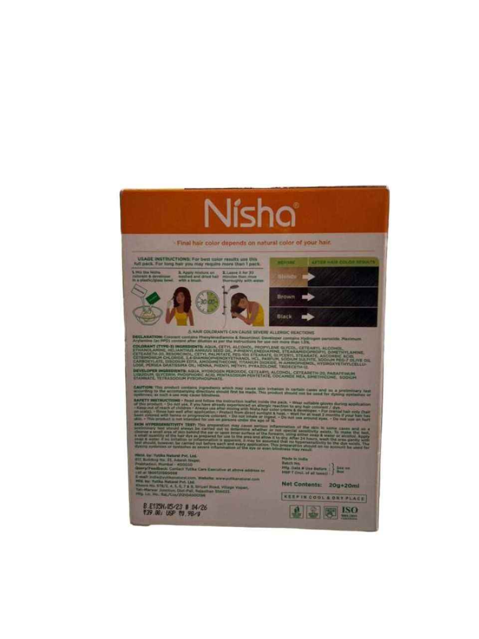 nisha cream hair color – no ammonia formula | 100% grey coverage for natural, vibrant color