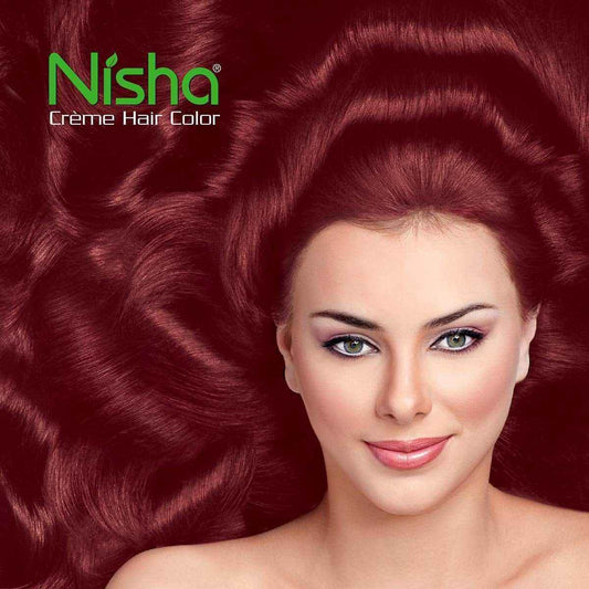 Nisha Creme Hair Color – No Ammonia Permanent Hair Colour for Women & Men | 100% Grey Coverage, Ultra Soft Deep Shine | 3.16 Burgundy Shade, 120gm Pack of 1