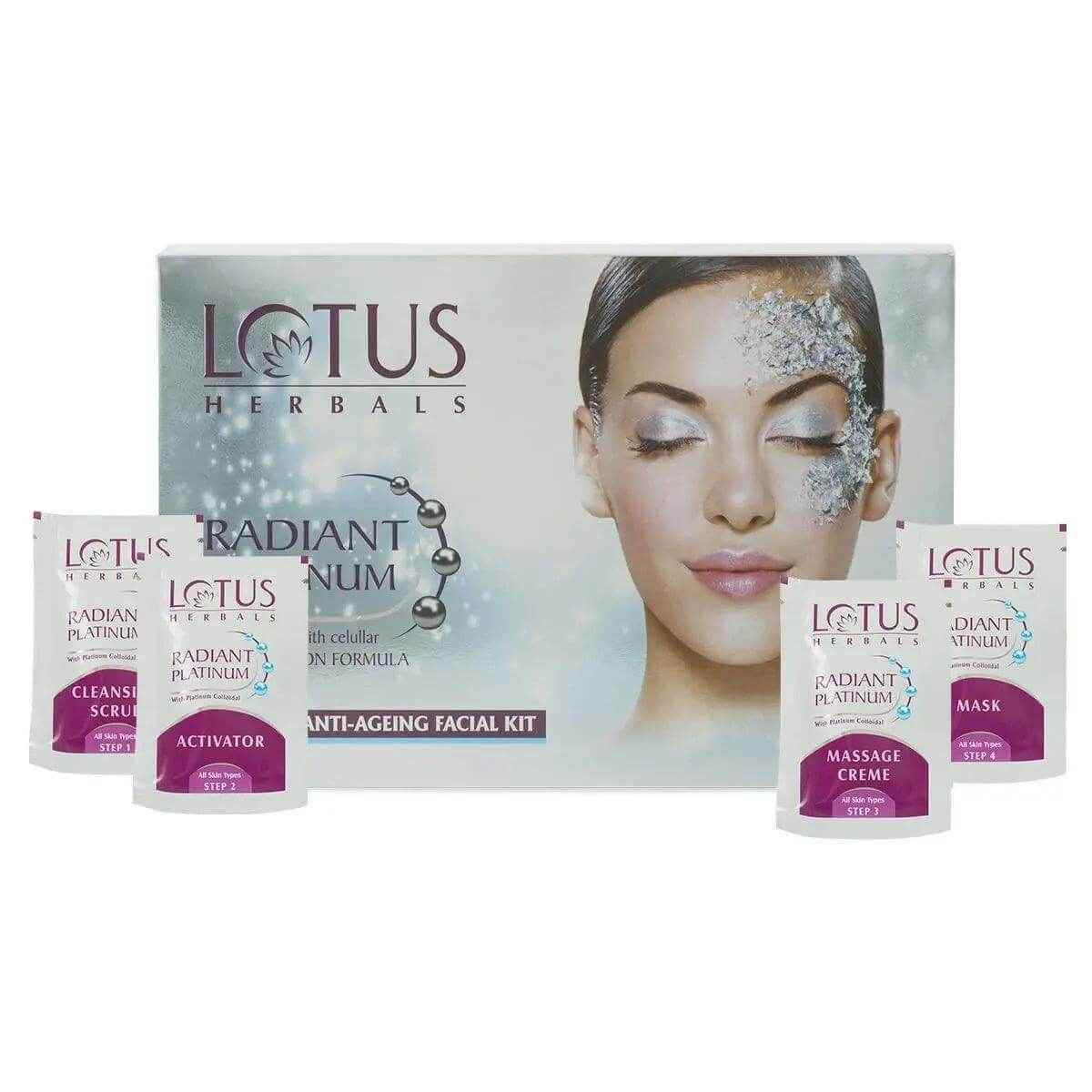 Radiant Platinum Cellular Anti-Ageing Facial Kit by Lotus Herbals – 37g