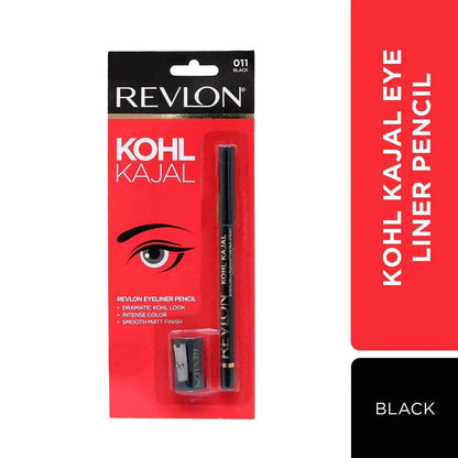 Revlon Kohl Kajal Eye Liner Pencil with Sharpener, Black, 1.14g