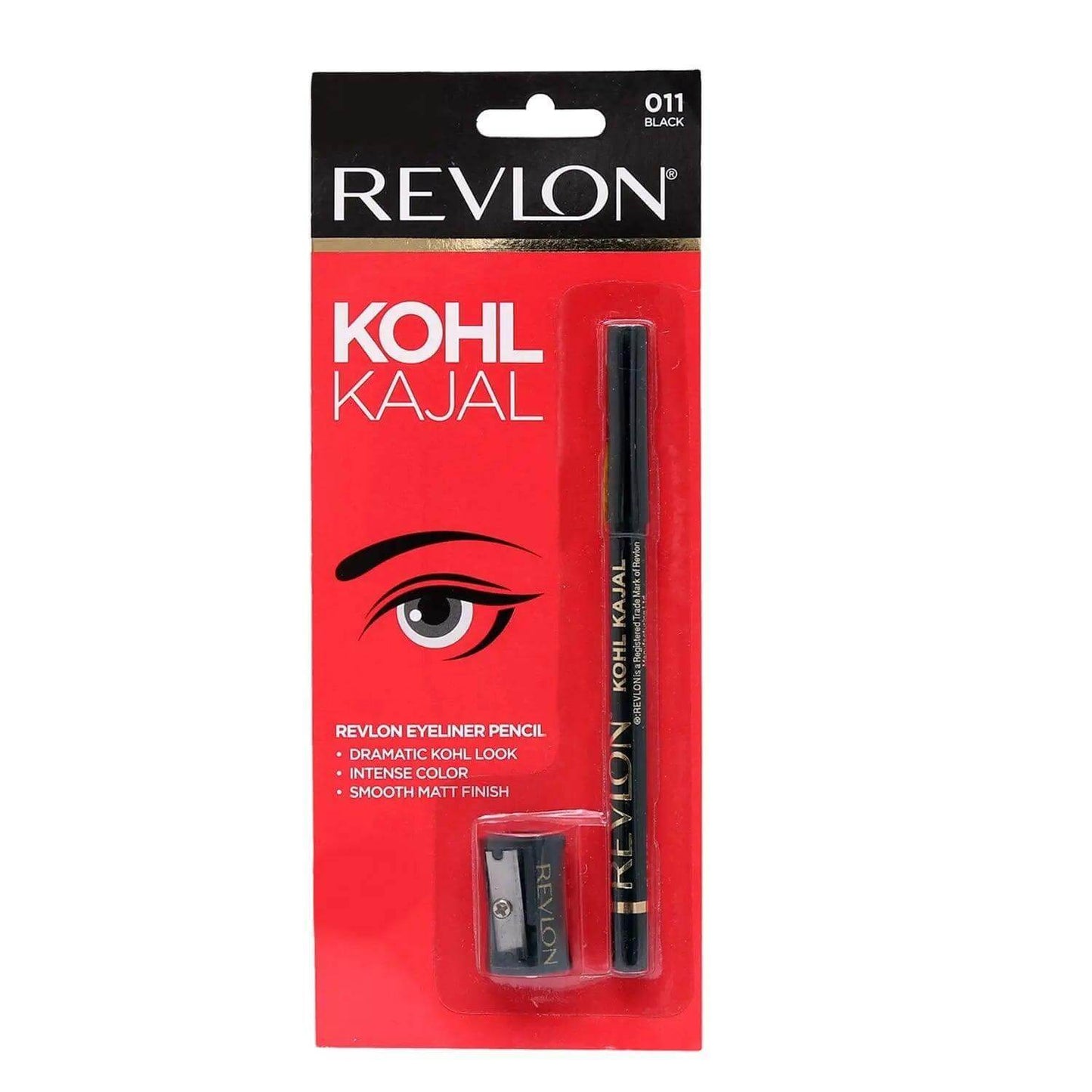 revlon kohl kajal eye liner pencil with sharpener, black, 1.14g