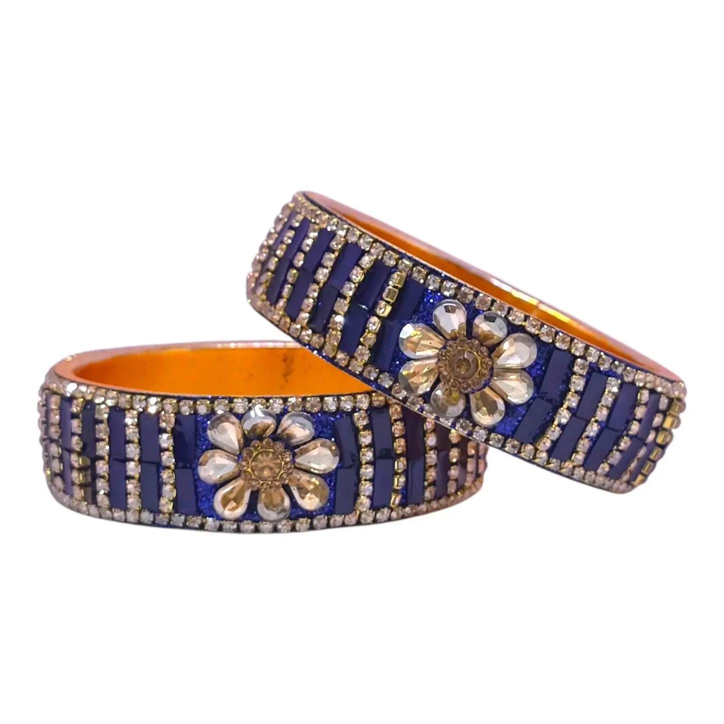 royal blue floral stone bangles set – traditional wedding jewelry