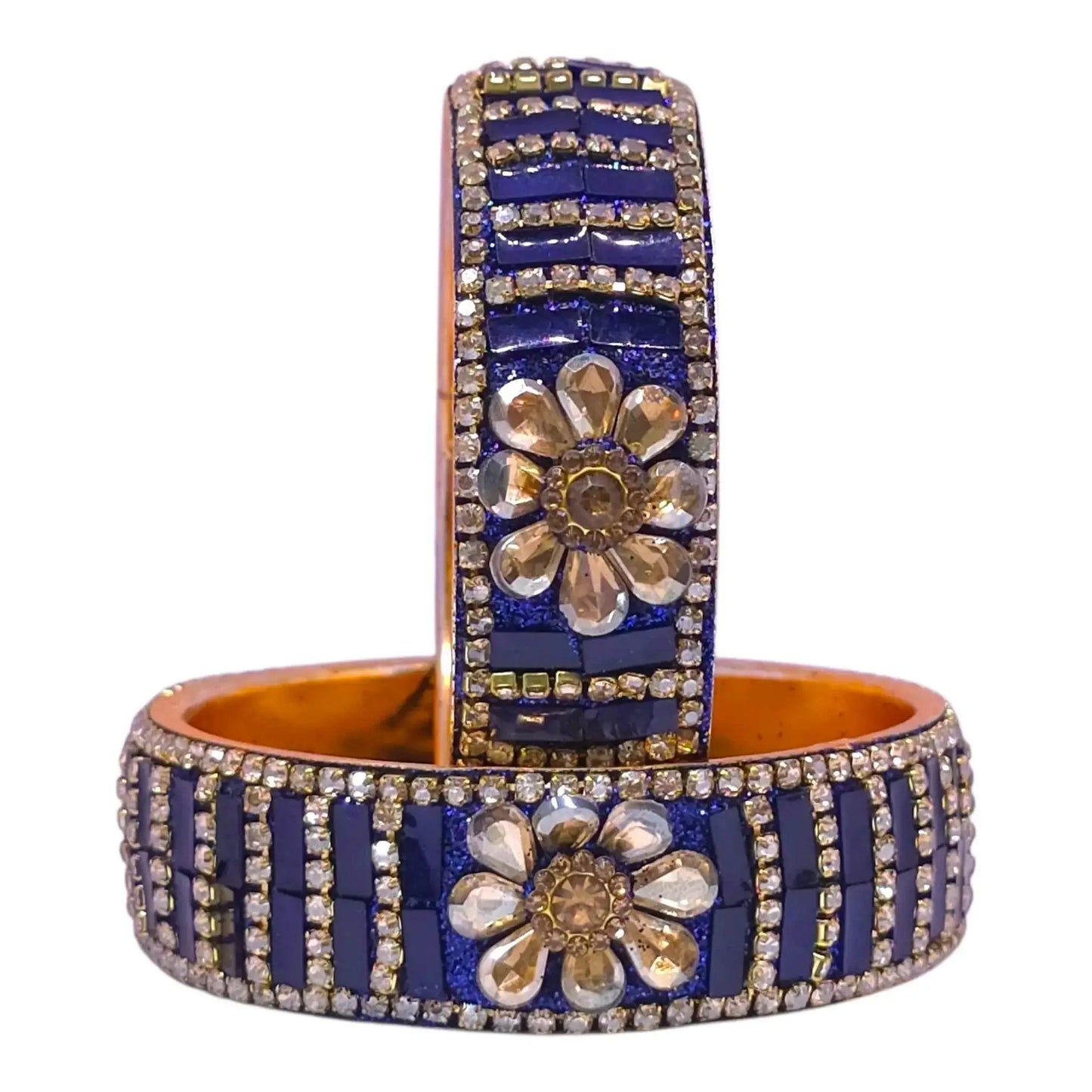 royal blue floral stone bangles set – traditional wedding jewelry
