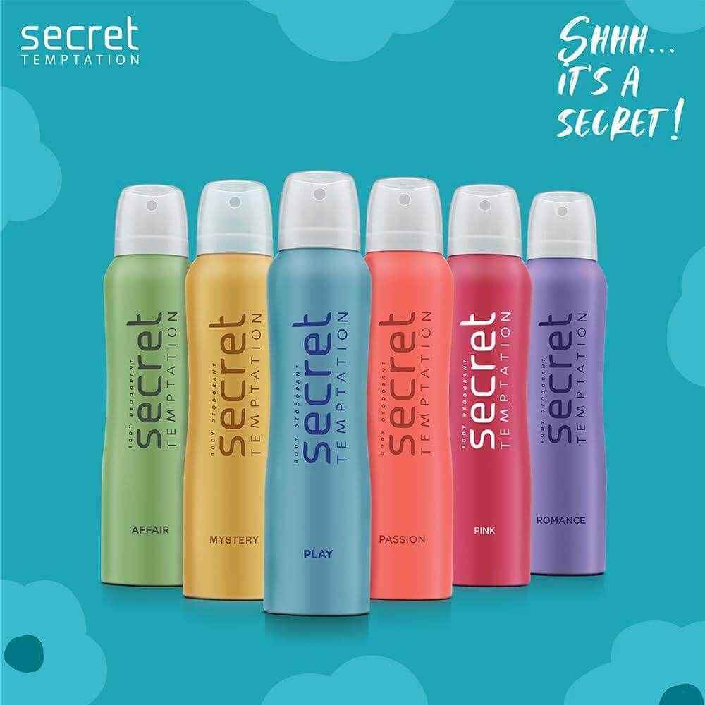 secret temptation play women's deodorant - 150ml, fresh and floral scent