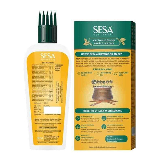 SESA Ayurvedic Hair Oil – Enriched with Bhringraj, 17 Rare Herbs, Coconut & 4 Nourishing Oils | Promotes Hair Growth & Controls Hair Fall | 50ml Bottle
