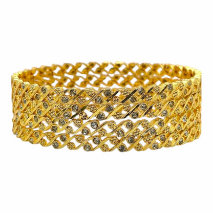 Swirl Pattern Gold-Plated Stone Bangles Set