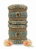 Teal Blue Floral Stone Bangles Set – Bridal & Ethnic Party Wear Jewelry