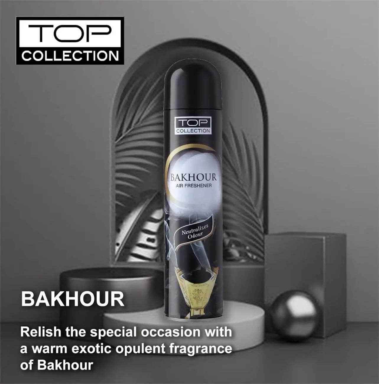 top collection air freshener - bakhour 300ml (pack of 1) | exotic opulent bakhour fragrance | long-lasting classic arabic scent | air freshener for home & office | made in u.a.e