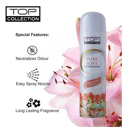 Top Collection Air Freshener - Pure Soft 300ml | Exotic Caramel, Vanilla & Citrus Fragrance | Instant Odour Neutralizer & Air Freshener for Home & Office | Made in U.A.E